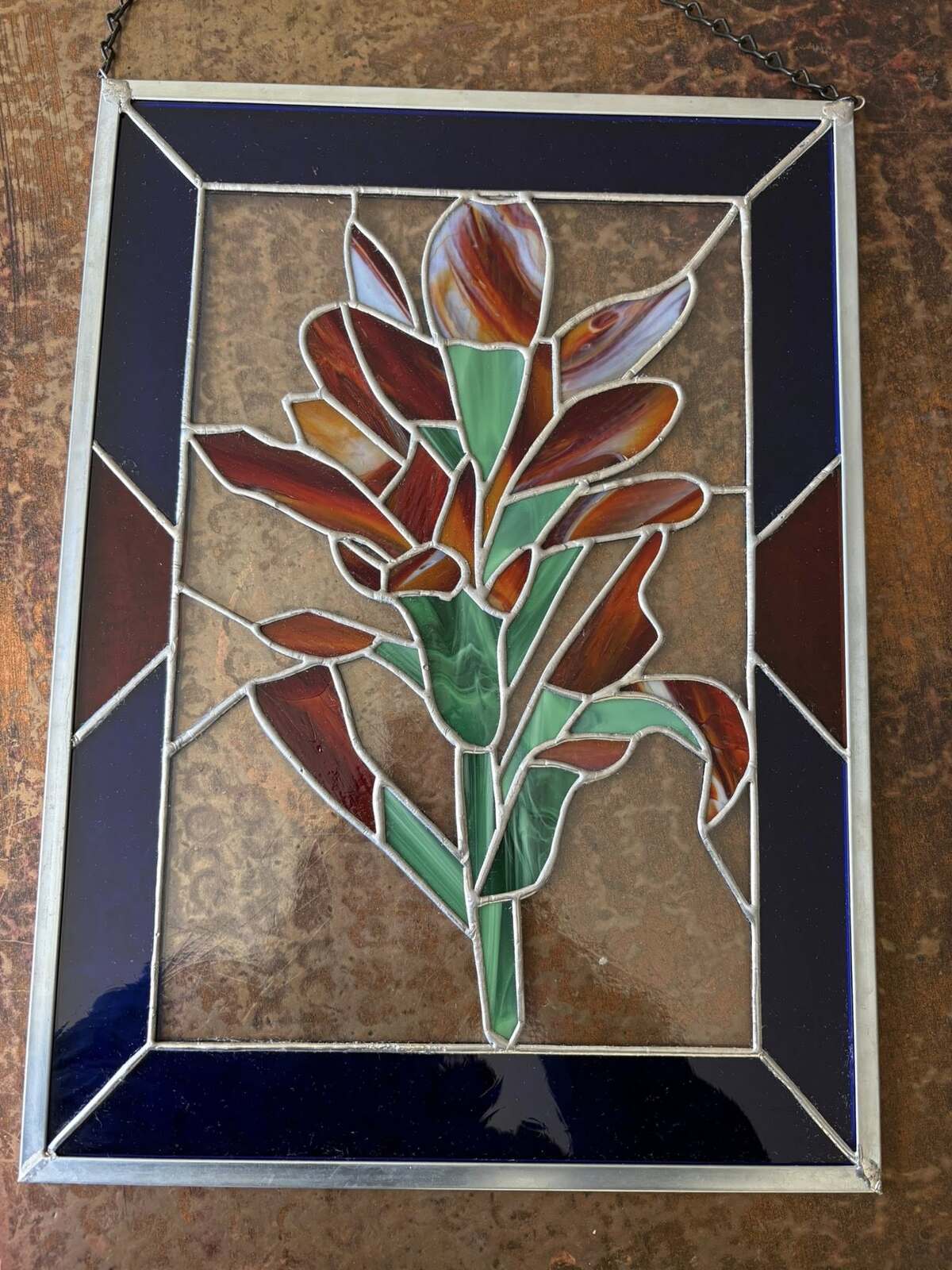 Indian Paintbrush stained glass artwork Pane in the Glass Wyoming