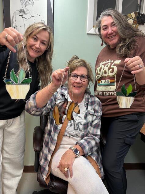 Beginner stained glass workshop participants in Casper Wyoming