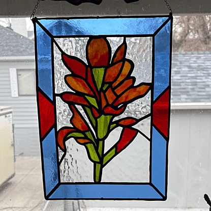 Indian Paintbrush stained glass artwork Pane in the Glass Wyoming